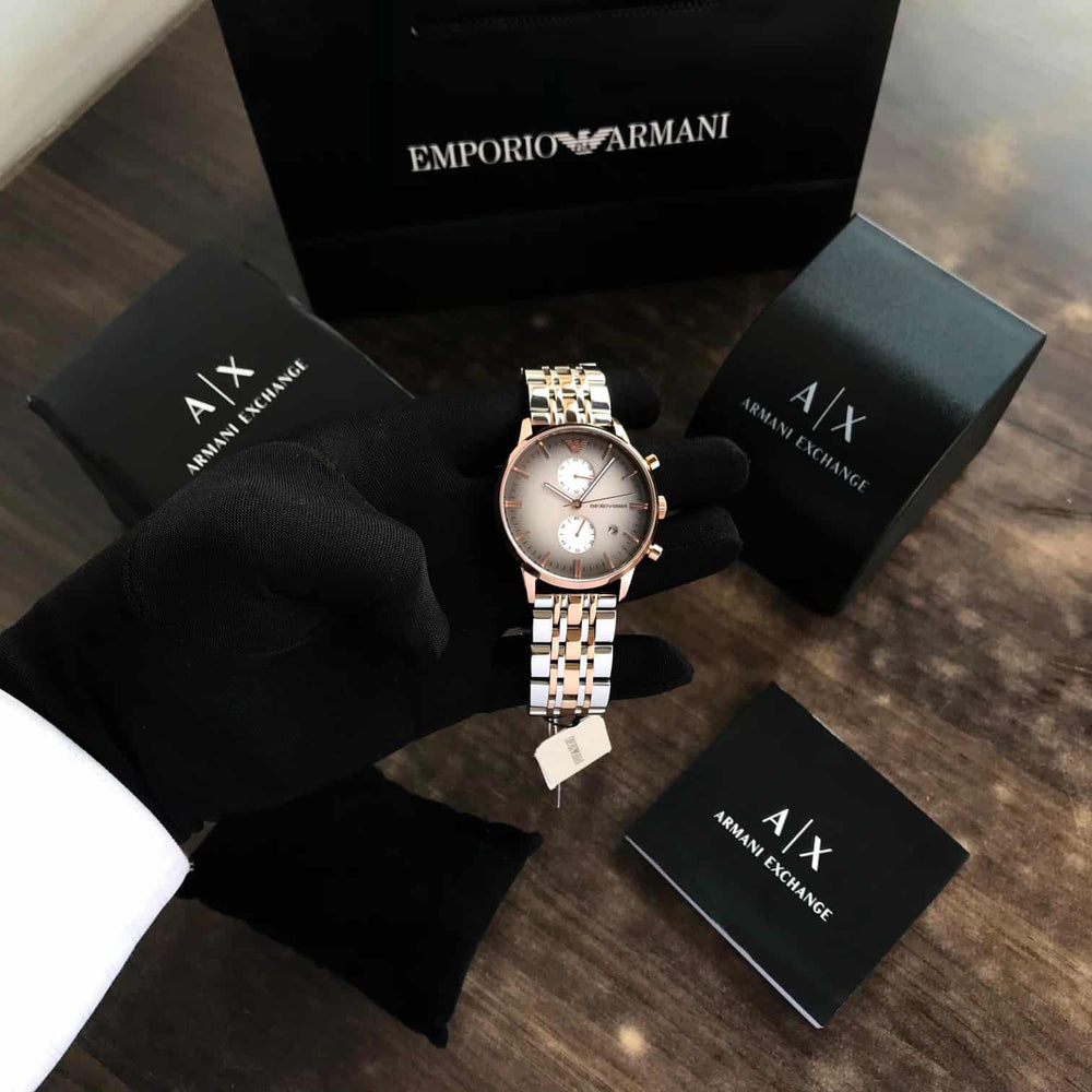Emporio Armani AR1721 Gianni Two Tone Grey Dial Men’s Watch