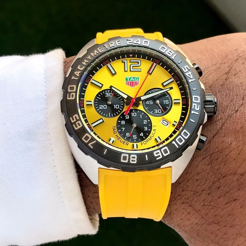 Tag Heuer Formula 1 Yellow Stainless Steel Japanese Quality Quartz Chronograph Master Quality Men’s Watch