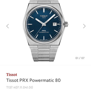 Tissot PRX Powermatic Japanese Stainless Steel Blue Dial Men’s Watch