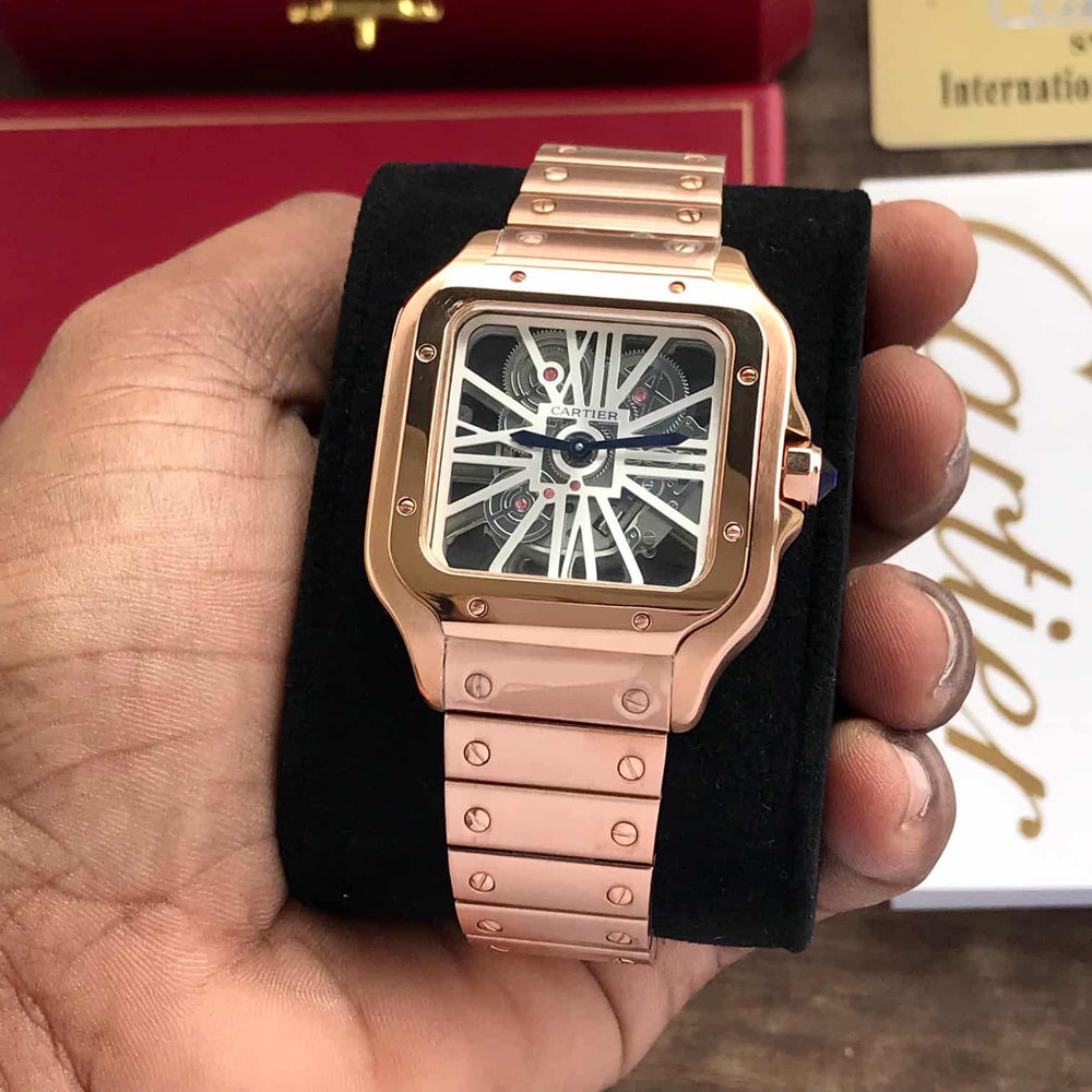 Cartier Santos De Skeleton Rosegold Automatic Men’s Watch