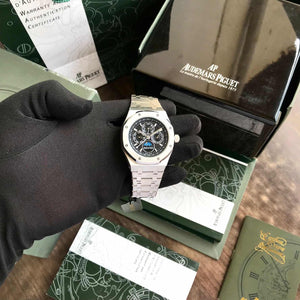 Audemars Piguet Royal Oak Double Balance Wheel Open worked Dial Full Black Automatic Mens Watch