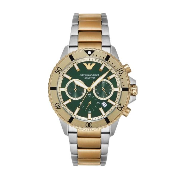 Emporio Armani Two Tone Green Dial AR11586 Japanese Mens Watch
