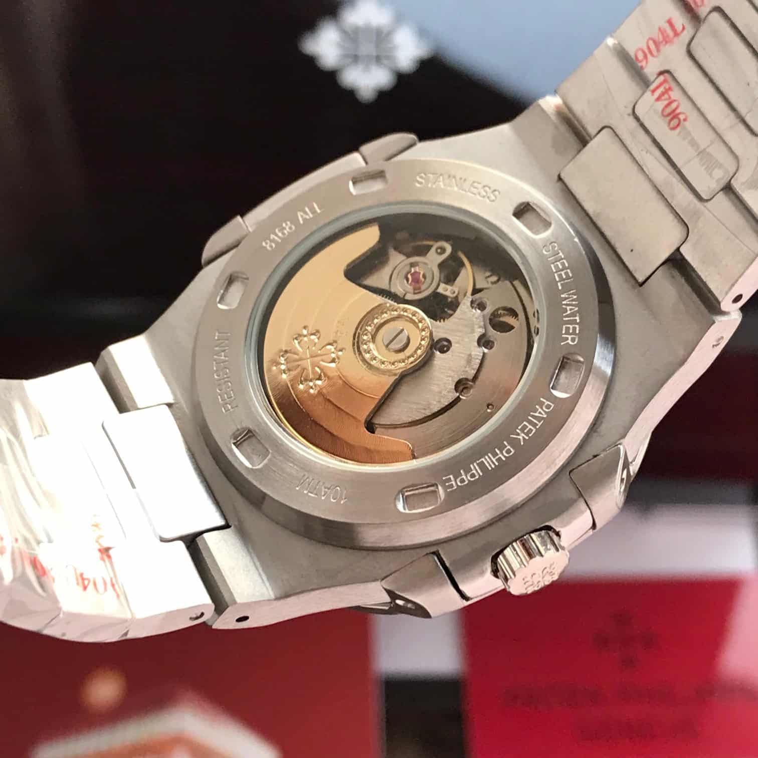 Patek Phillipe Nautilus Tiffany Dial Silver Metal premium Automatic Watch [OPEN BACK]