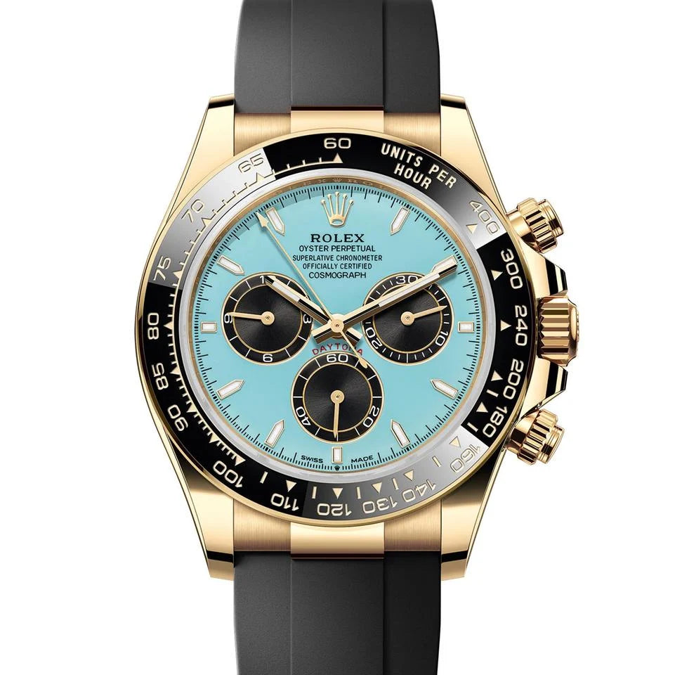 Men’s Rolex Cosmograph Daytona – Turquoise Blue & Black Dial, Yellow Gold