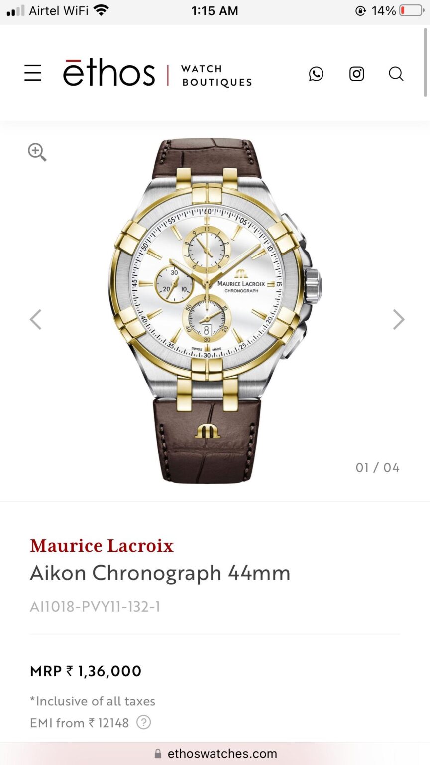 Maurice Lacroix Aikon Chronograph 44mm Authentic Mens Watch