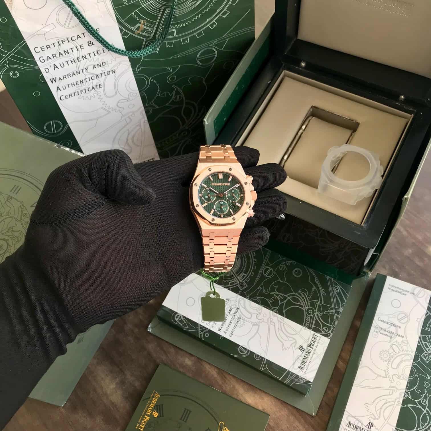 Audemars Piguet Royal Oak 50th Anniversary Chronograph’s Rosegold Green Dial Swiss ETA