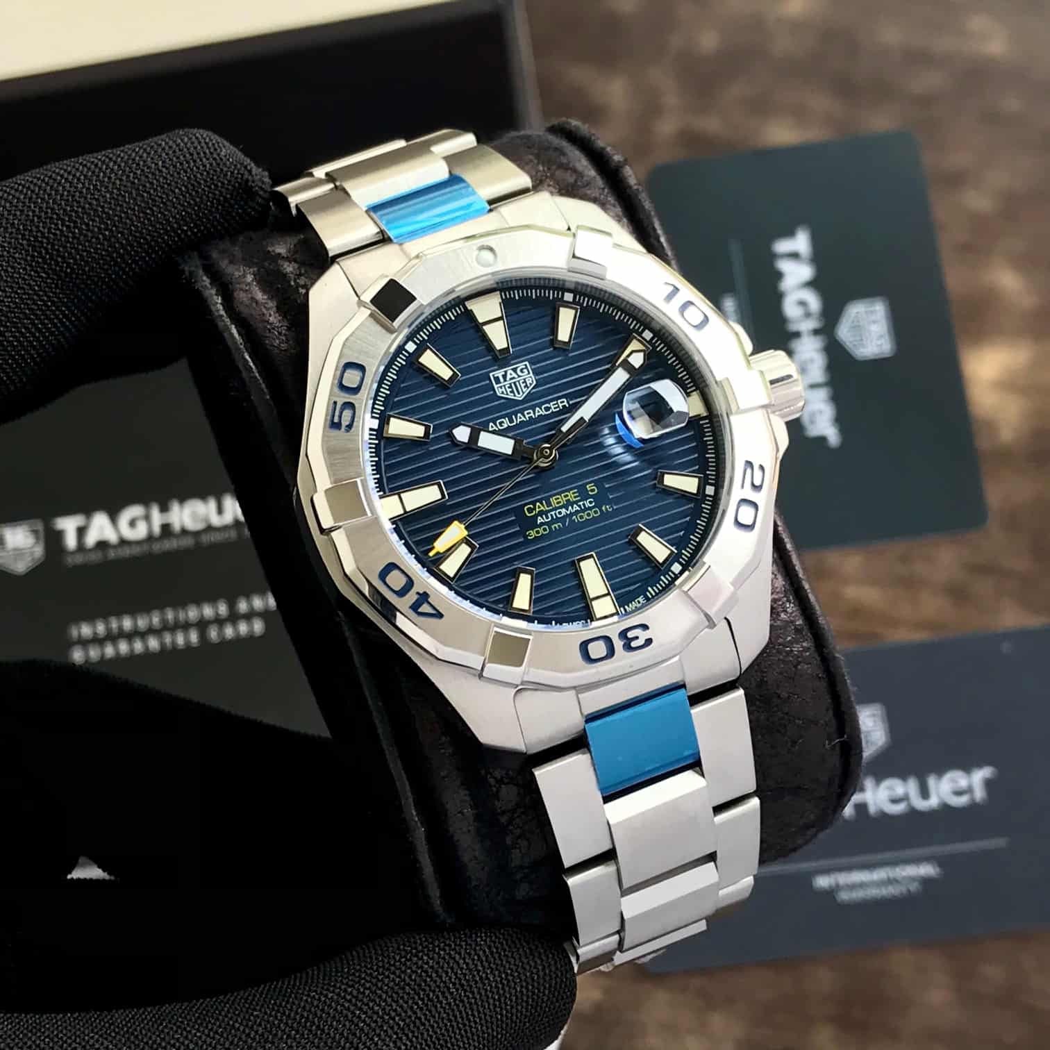 Tag Heuer Aquaracer Calibre 5 Blue Dial Automatic Authentic Quality Men’s Watch — zoomed view
