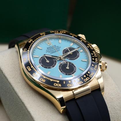 Men’s Rolex Cosmograph Daytona – Turquoise Blue & Black Dial, Yellow Gold