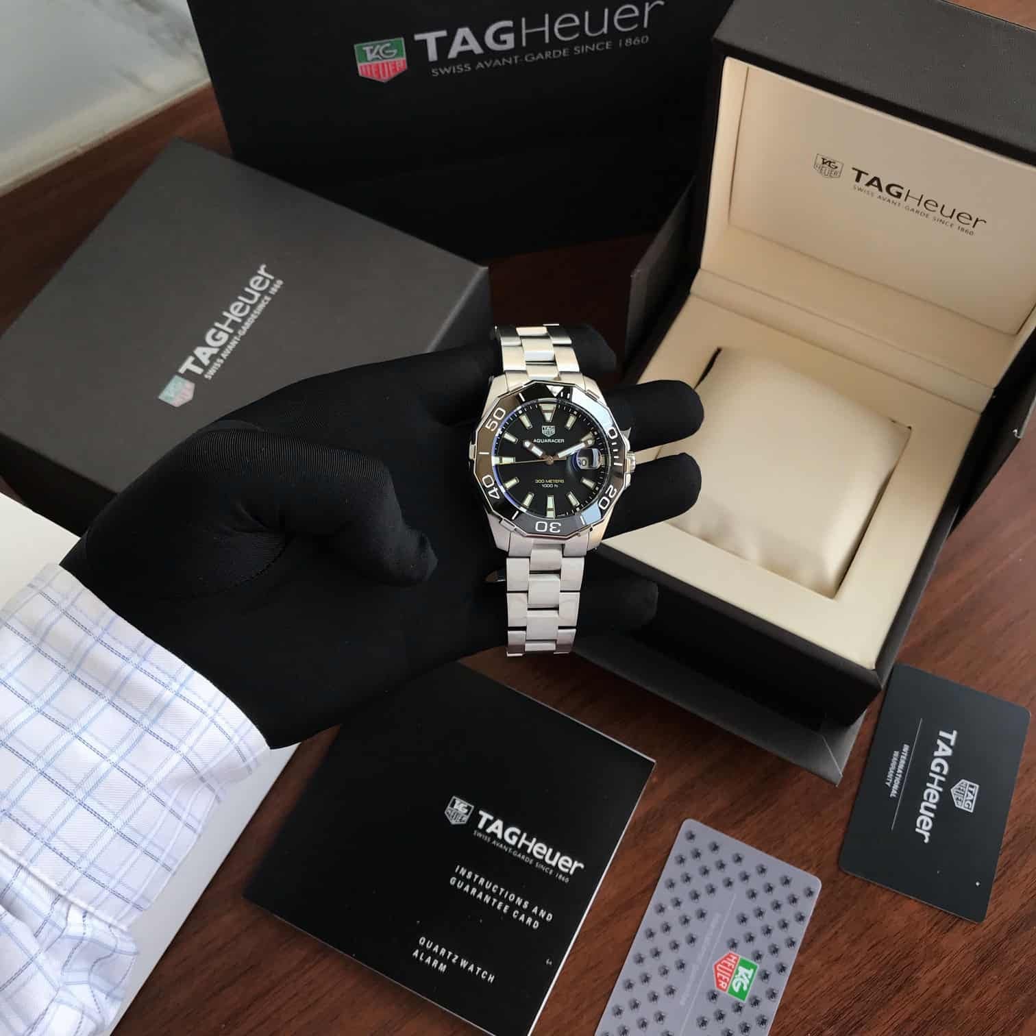 Tag Heuer Aquaracer Stainless Steel Black Dial 300M Automatic Mens Watch