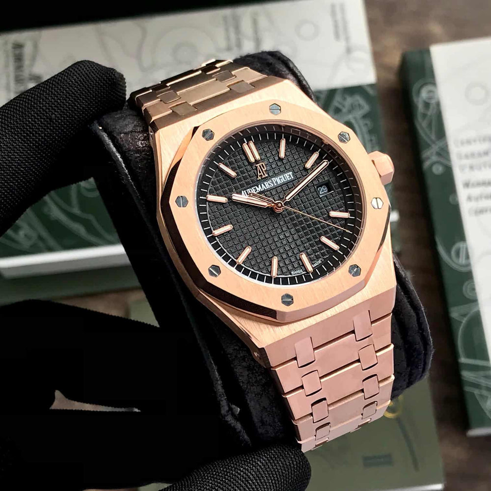 Audemars Piguet Royal Oak Double Balance Wheel Open worked Skeleton Dial Full Black Automatic Mens Watch
