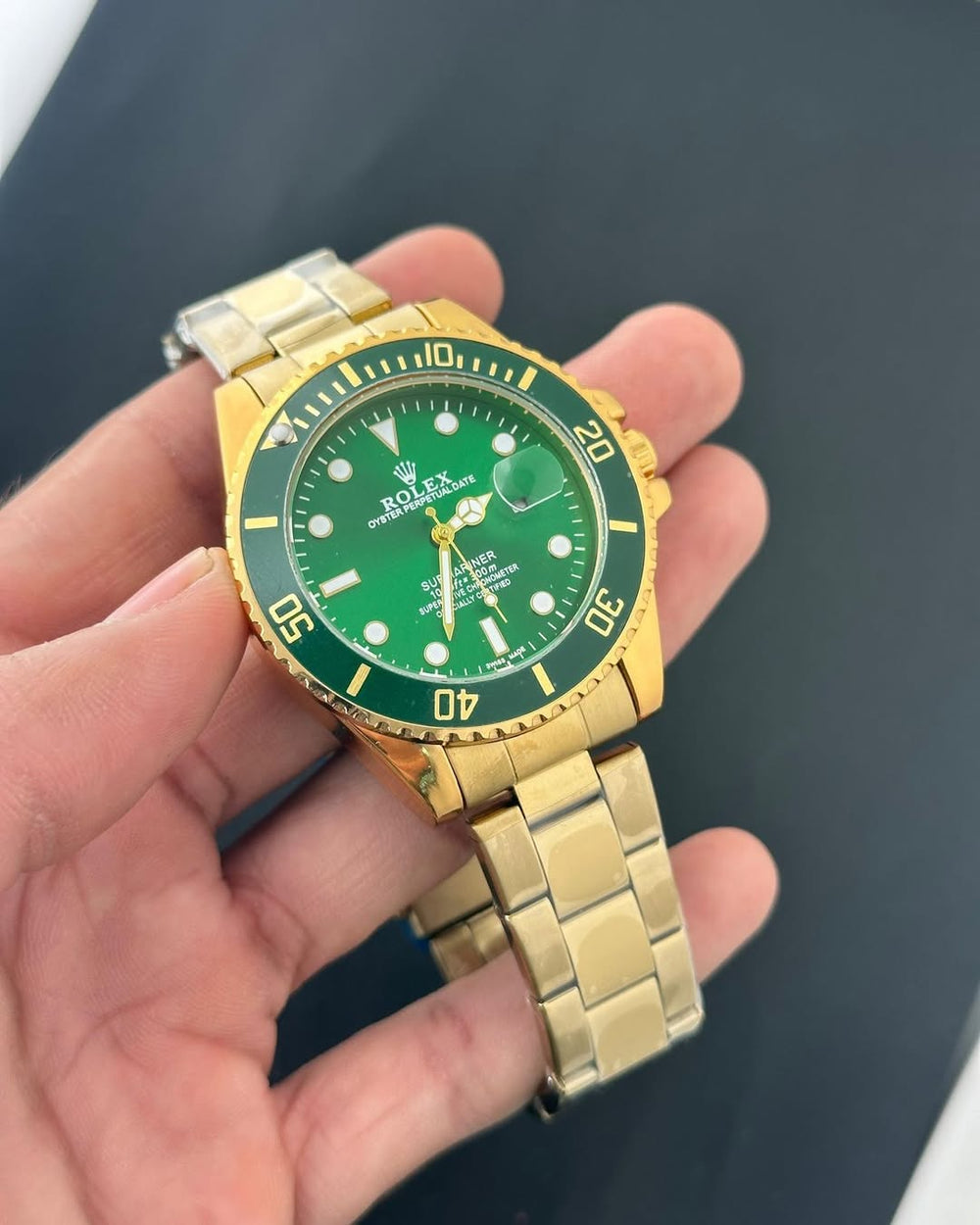 Rolex  Gold and Green Submariner Quatz  Japan Quality