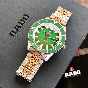 Rado Captain Cook Japanese Two Tone Green Dial Automatic Mens Watch