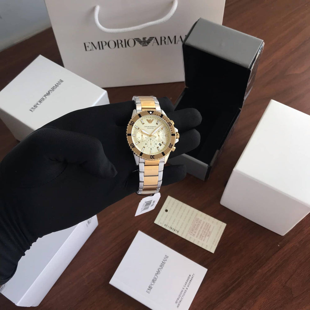 Emporio Armani AR11606 Yellow Gold Dial Chronograph Quartz Men Watch