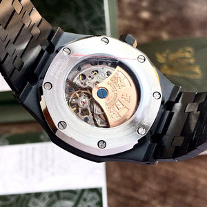 Audemars Piguet Royal Oak Double Balance Wheel Open worked Skeleton Dial Full Black Automatic Mens Watch