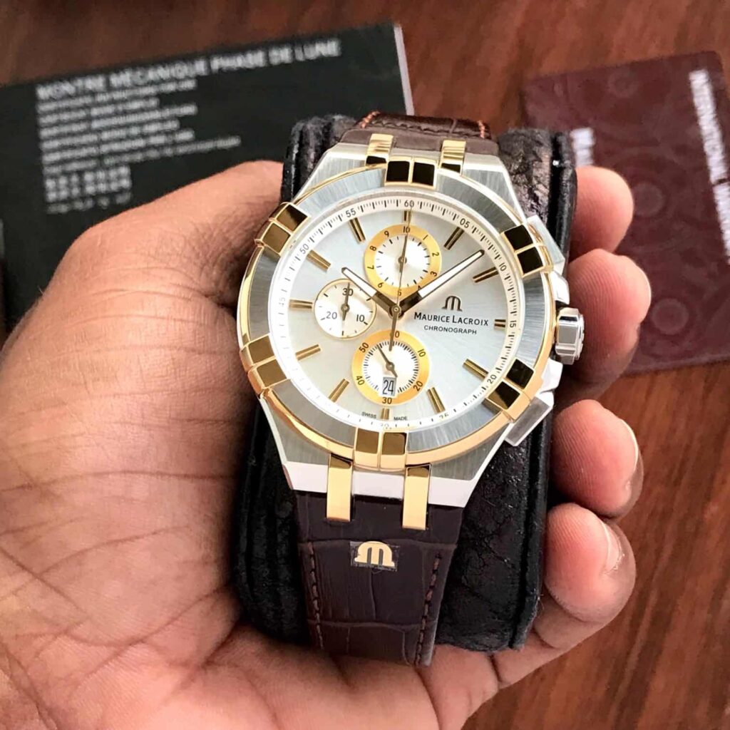 Maurice Lacroix Aikon Chronograph 44mm Authentic Mens Watch — zoomed view