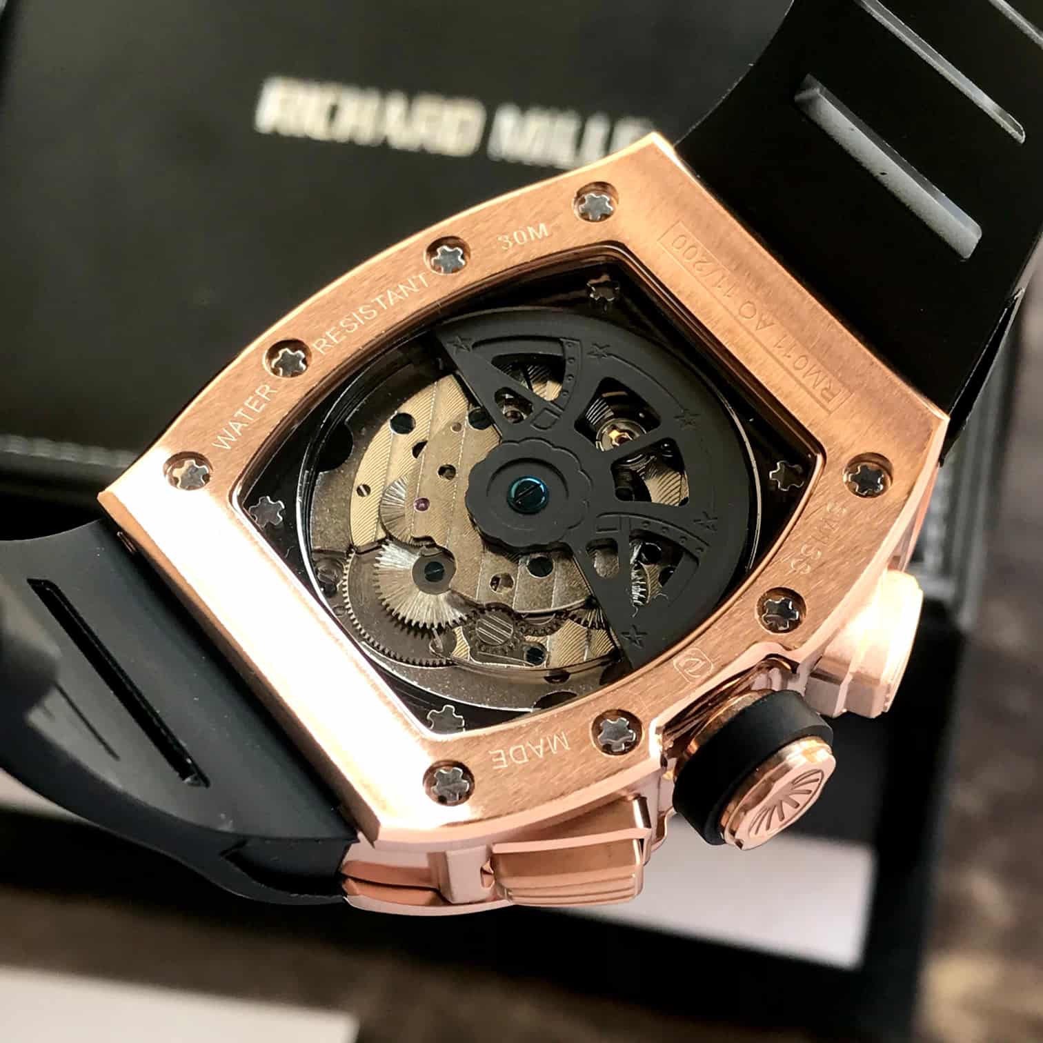 Richard Mille RM011-FM RoseGold Black Dial Swiss Automatic Premium Mens Watch