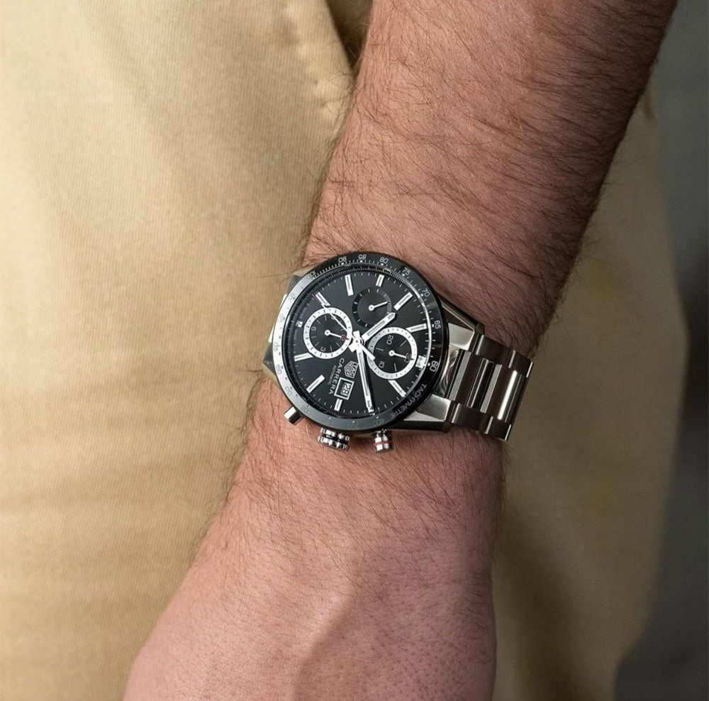 Tag Heuer Calibre 16 Silver Black Dial Japanese Quartz Chronograph’s Mens Watch
