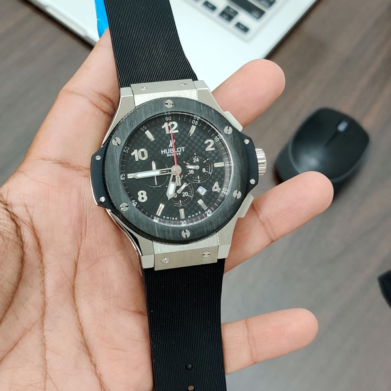 Black Hublot Watch — zoomed view