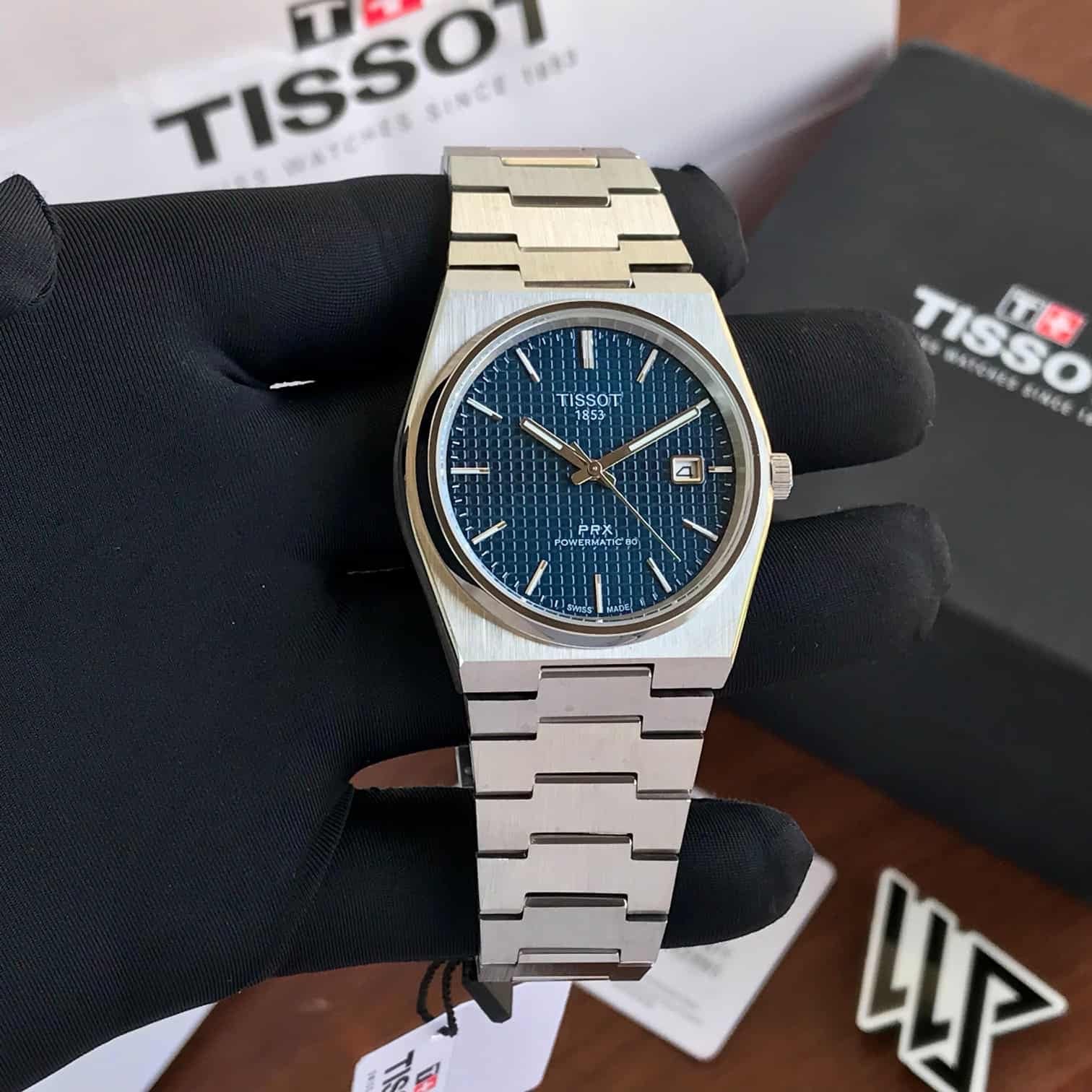 Tissot PRX Powermatic Stainless Steel Blue Dial Automatic Men’s Watch — zoomed view