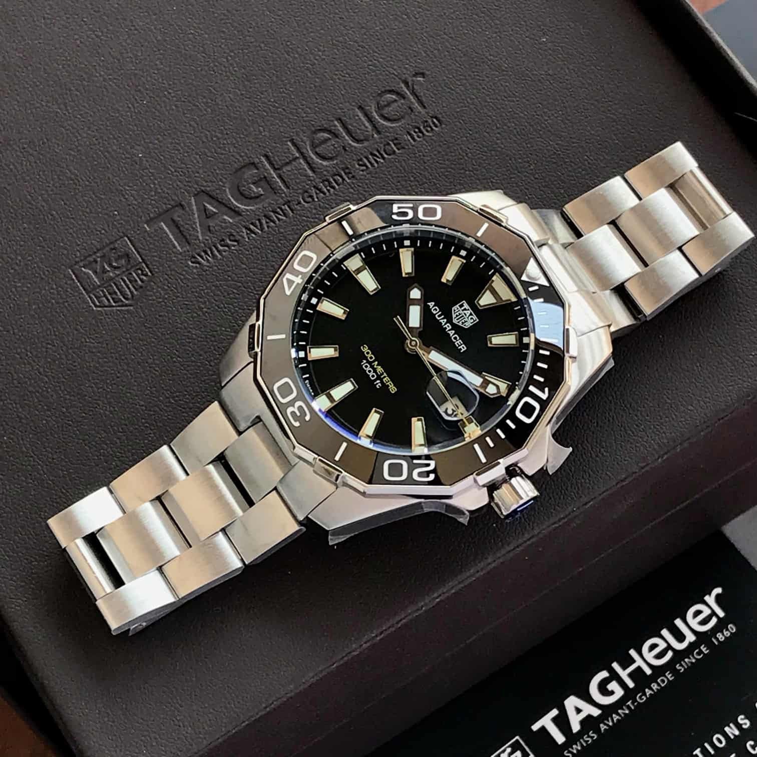 Tag Heuer Aquaracer Stainless Steel Black Dial 300M Automatic Mens Watch
