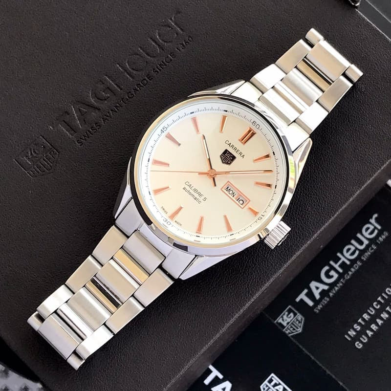 Tag Heuer Calibre 5 Stainless Steel Copper White Dial Automatic Master Quality Mens Watch — zoomed view