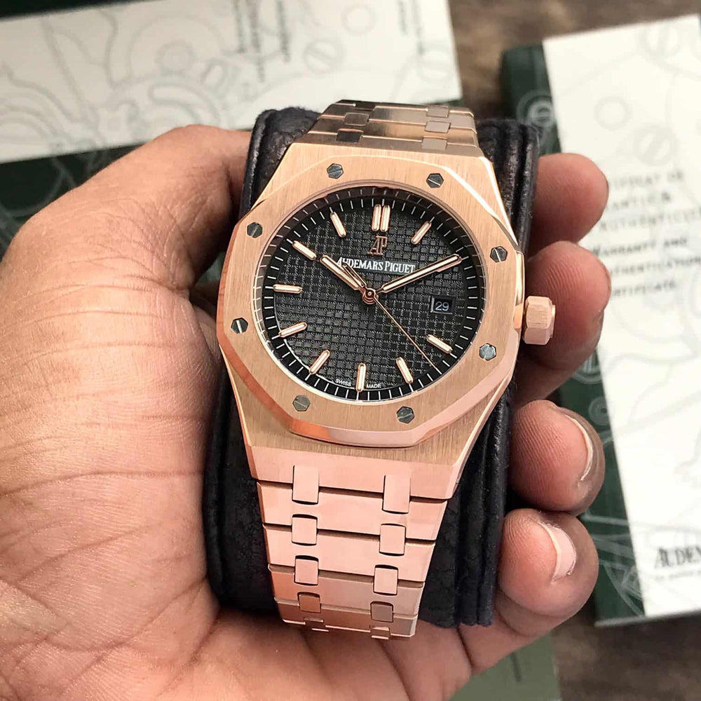 Audemars Piguet Royal Oak Double Balance Wheel Open worked Skeleton Dial Full Black Automatic Mens Watch
