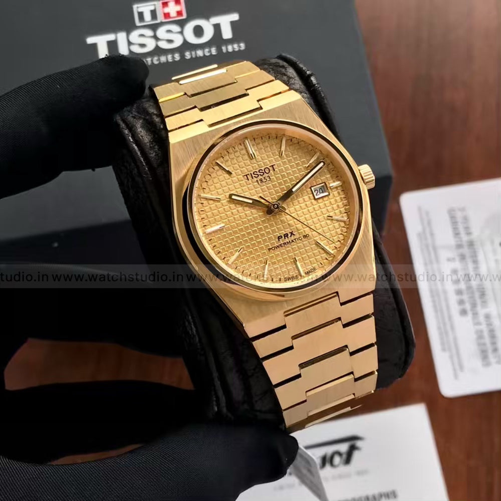 Tissot PRX Powermatic 80 Gold Tone Automatic Mens Watch