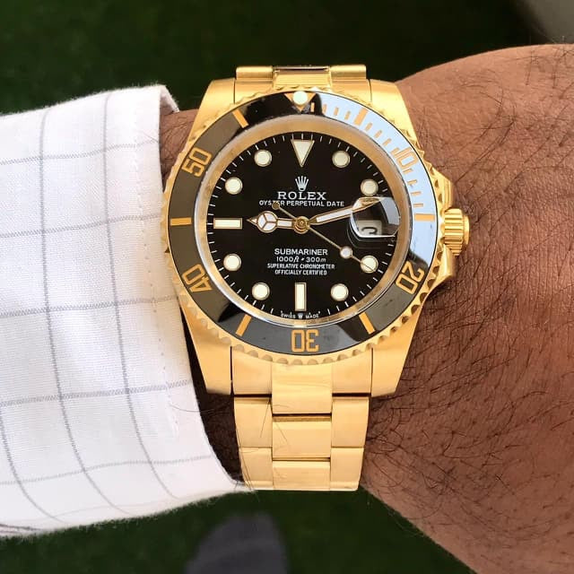 Rolex Submariner Stainless Steel Full Gold & Black Dial Japanese Automatic Master Quality Men’s Watch — zoomed view