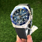 Tag Heuer Aquaracer Chronograph Blue Dial & Black Rubber Strap Quartz Mens Watch