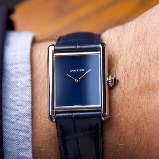 Cartier Tank Must Japanese Premium Medium Silver Blue Unisex Watch