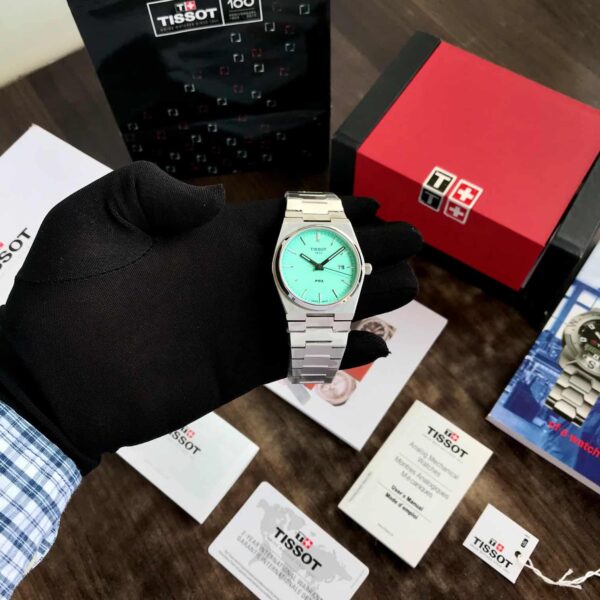 Tissot PRX T-Classic Tiffany Mint Japanese Quartz Movement Stainless Steel Watch — zoomed view
