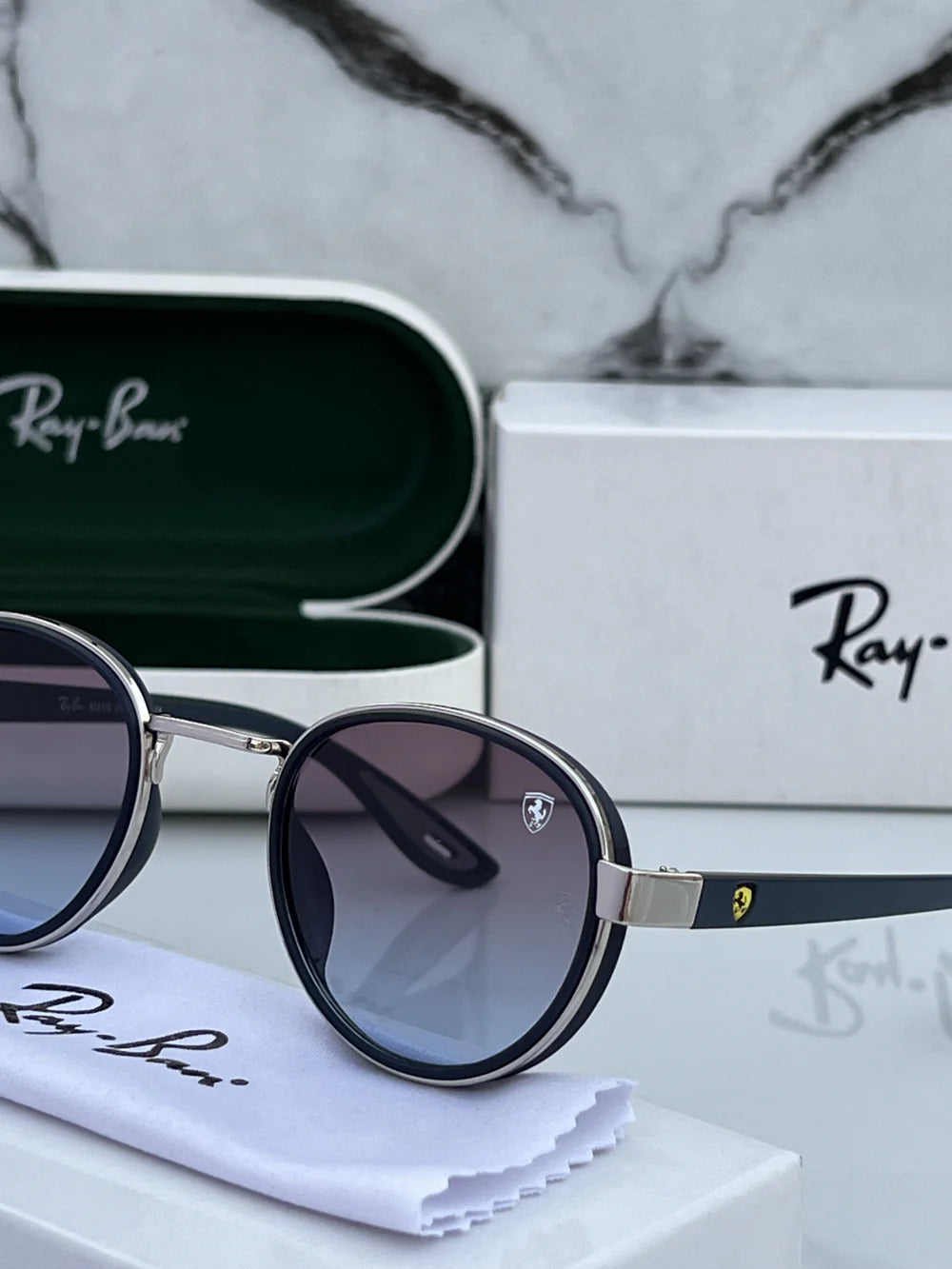 Ray Ban #2 METAL SILVER BLUE UV-400 SUNGLASSES