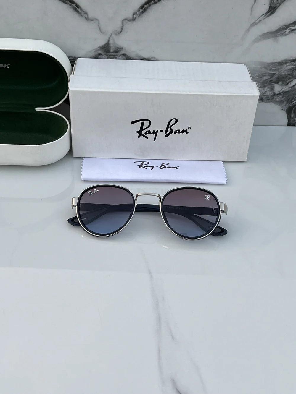Ray Ban #2 METAL SILVER BLUE UV-400 SUNGLASSES