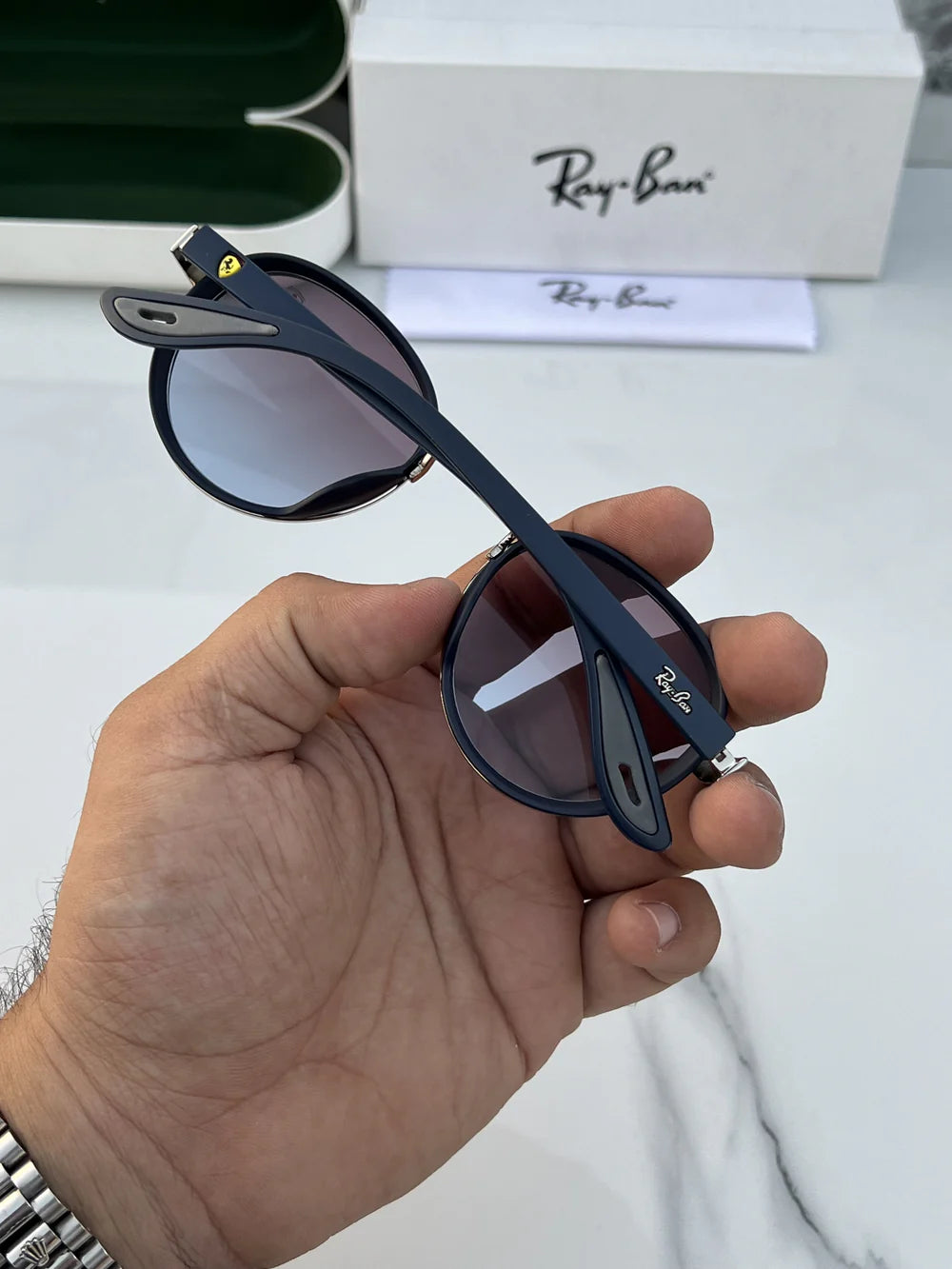 Ray Ban #2 METAL SILVER BLUE UV-400 SUNGLASSES