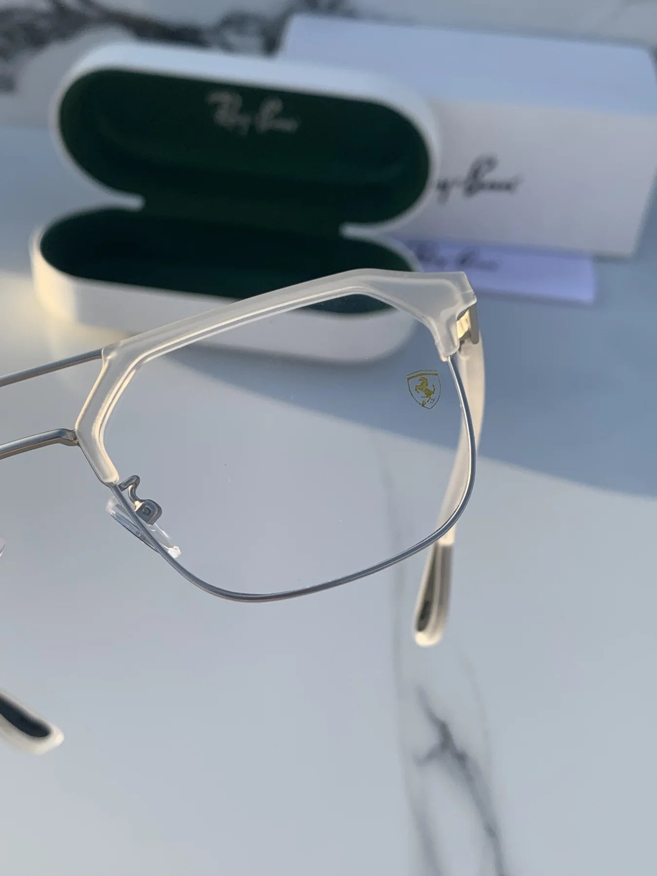 Ray Ban METAL WHITE BLUE CUT UV-400 SUNGLASSES