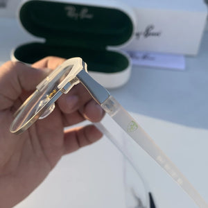 Ray Ban METAL WHITE BLUE CUT UV-400 SUNGLASSES