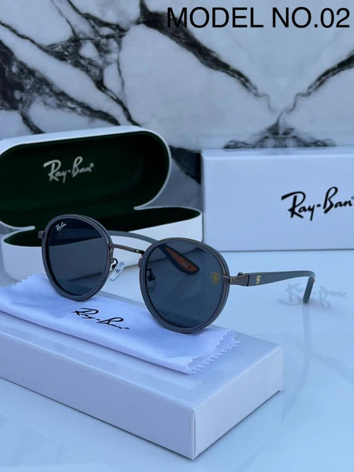 RB #2 METAL GREY BLACK UV-400 SUNGLASSES — zoomed view