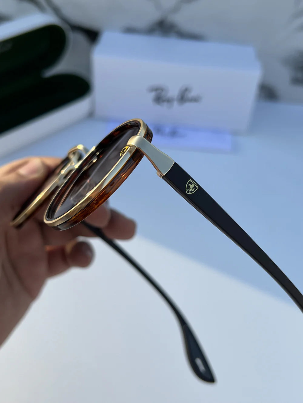 Ray ban  METAL GOLD TIGER BROWN UV-400 SUNGLASSES