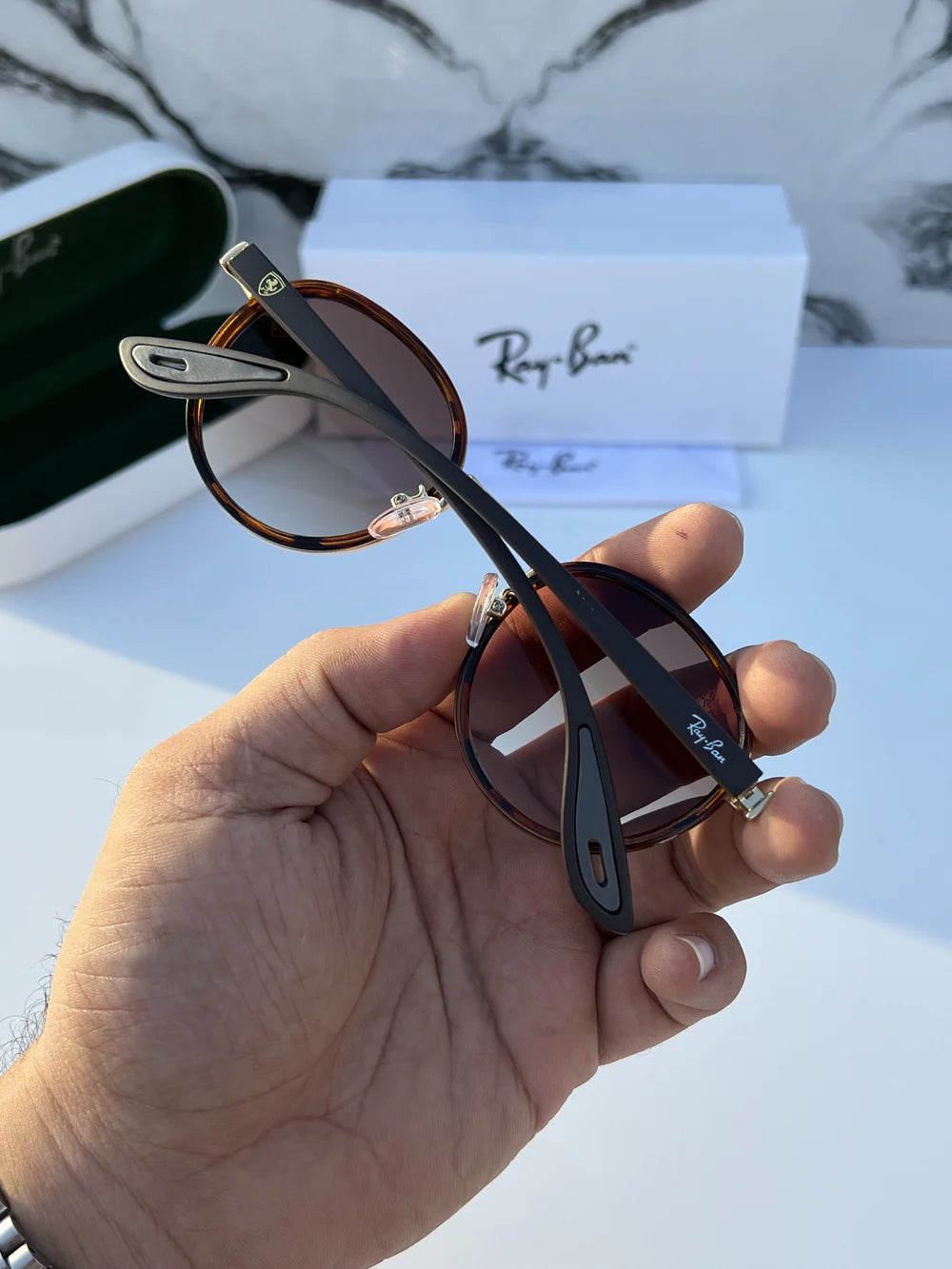 Ray ban  METAL GOLD TIGER BROWN UV-400 SUNGLASSES