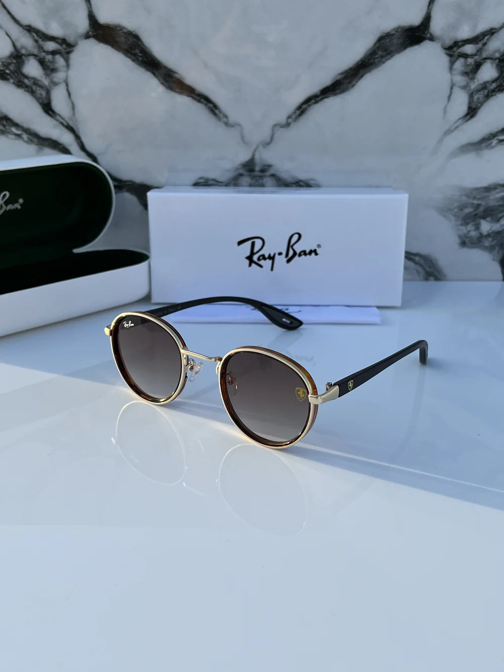 Ray ban  METAL GOLD TIGER BROWN UV-400 SUNGLASSES