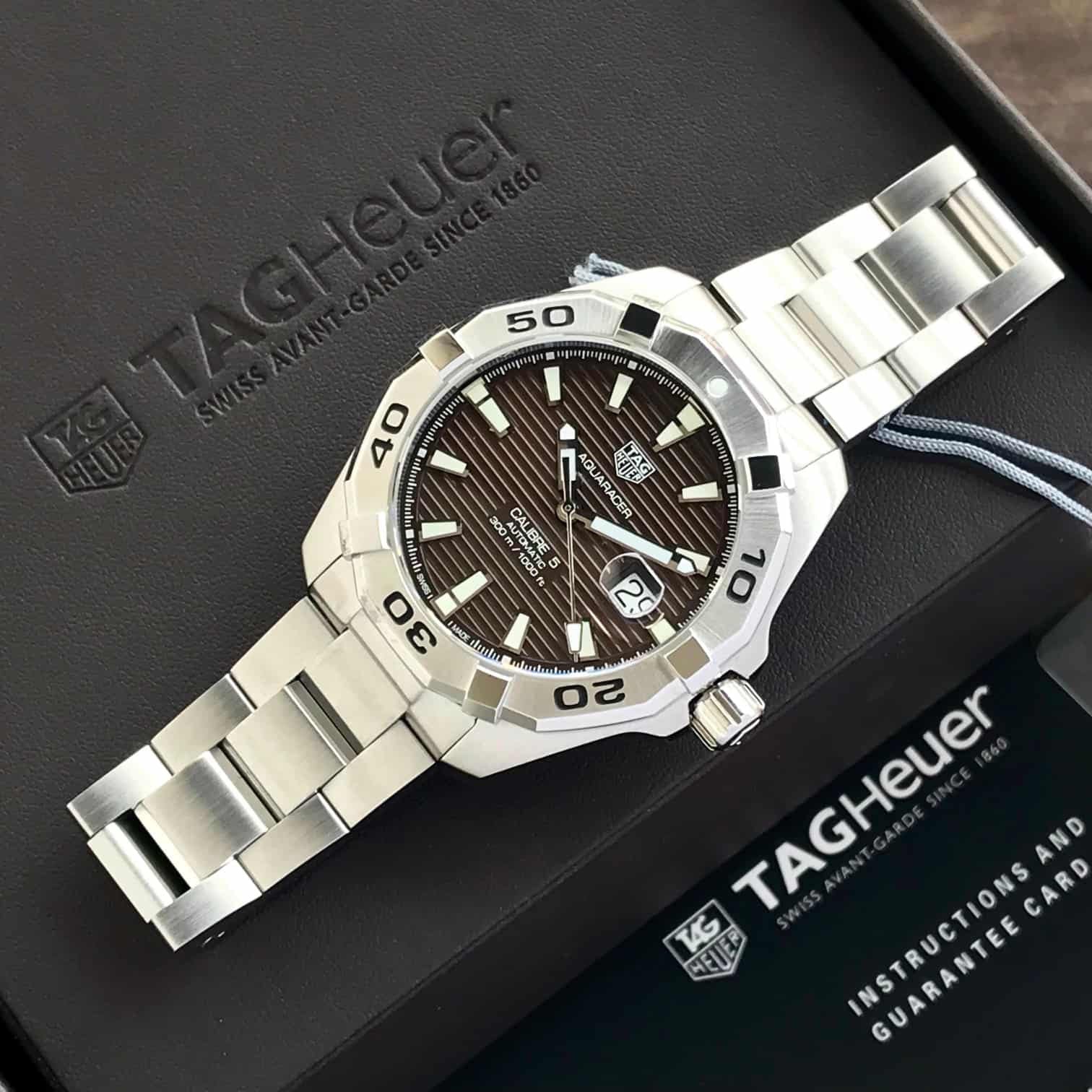 Tag Heuer Aquaracer Calibre 5 Sunrey Brown Dial 100% Authentic Quality Men’s Watch — zoomed view