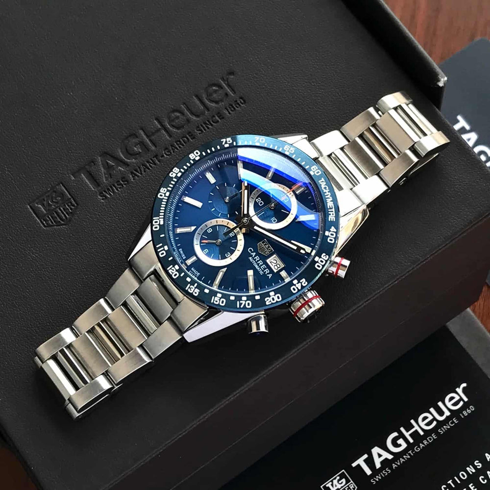 Tag Heuer Calibre 16 Silver Blue Dial Japanese Quartz Chronograph’s Mens Watch