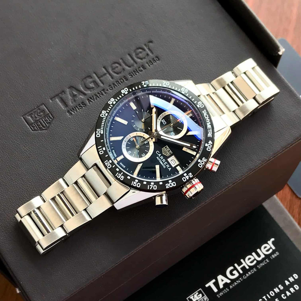 Tag Heuer Calibre 16 Silver Black Dial Japanese Quartz Chronograph’s Mens Watch