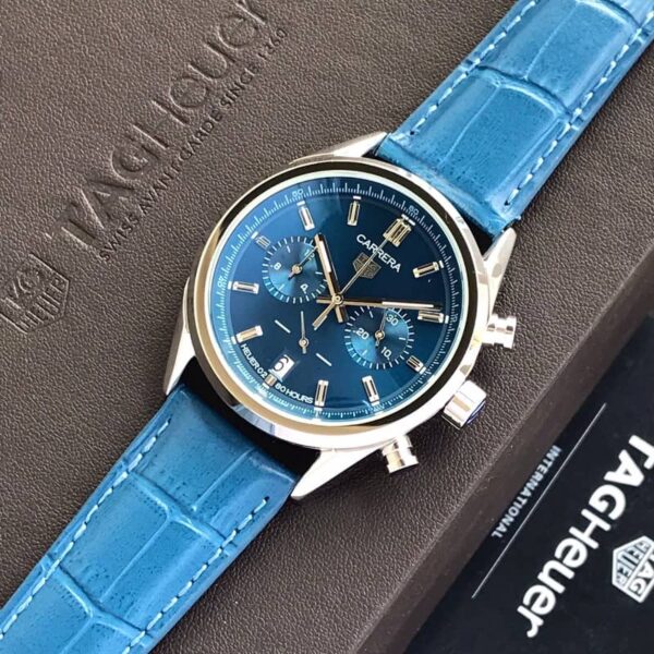 Tag Heuer Grand Carrera Blue Dial & Blue Leather Strap Japanese Master Quality Men’s Watch