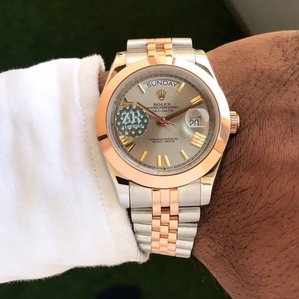 Rolex Day Date 41 Rose gold Two Tone Japanese Master Quality Men’s Watch — zoomed view