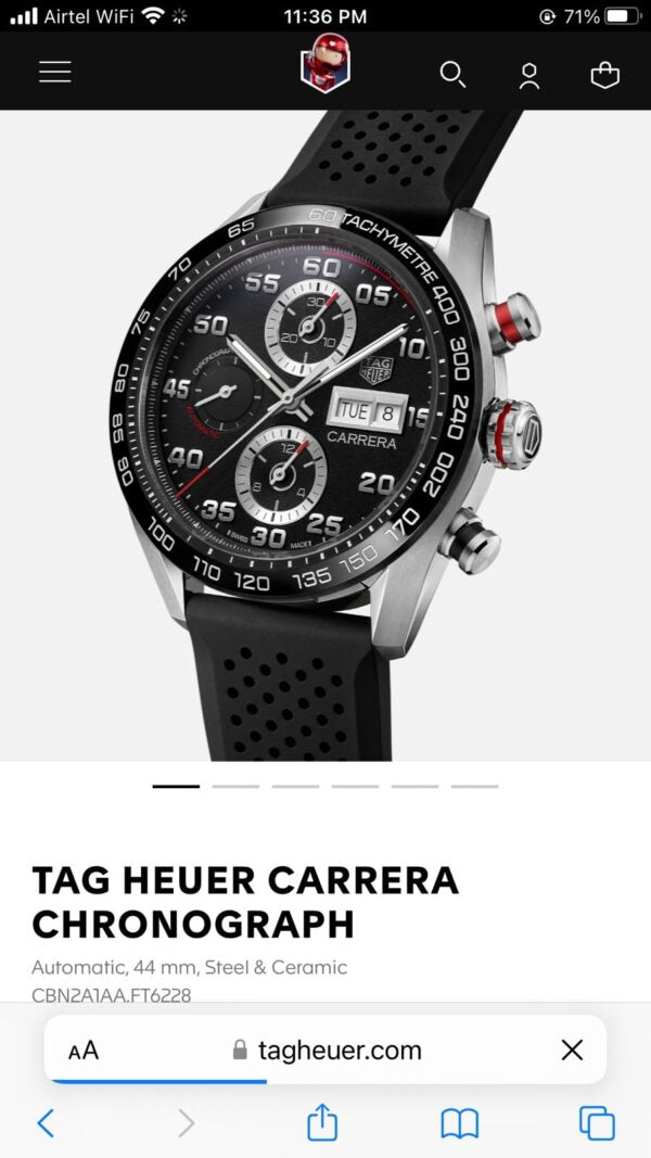 Tag Heuer Carrera Steel & Ceramic Automatic Black Fiber Men’s Watch