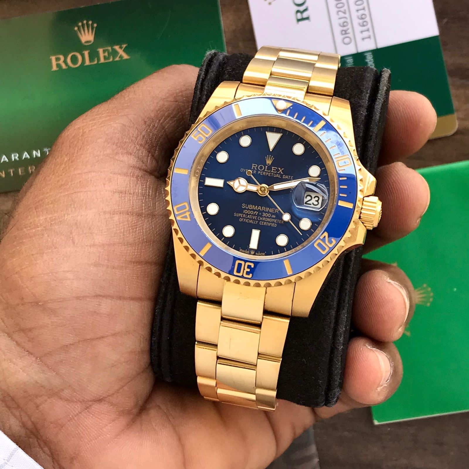 Rolex Submariner Full Gold & Blue Dial Japanese Master Quality Automatic Men’s Watch — zoomed view