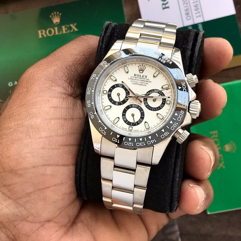 Rolex Daytona Panda Stainless Steel White Dial Japanese Master Quality Automatic Men’s Watch — zoomed view