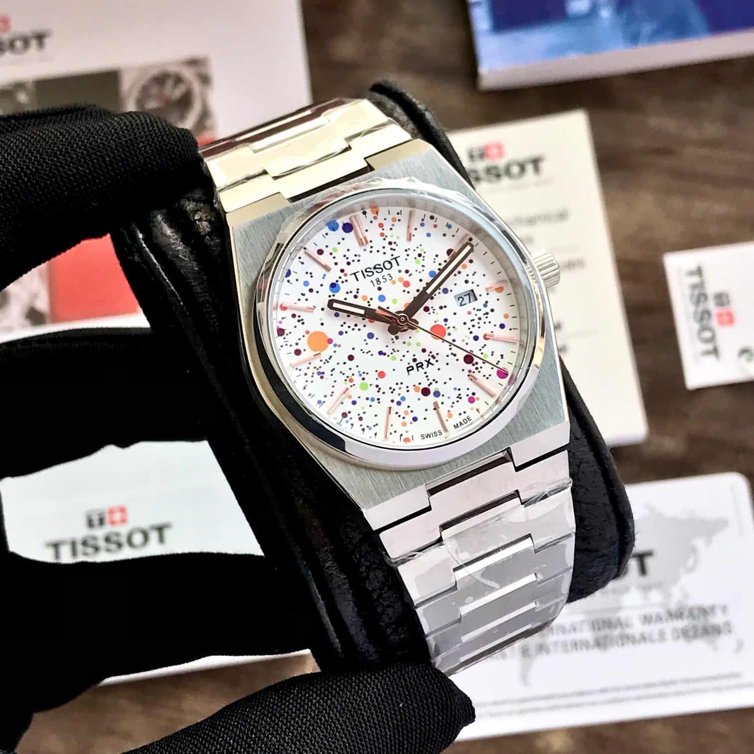 Tissot PRX Arctic Sky Dial Japanese Stainless Steel Men’s Watch — zoomed view
