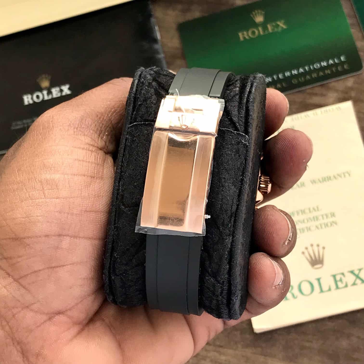Rolex SkyDweller Grey Dial Black Fiber Belt Japanese Automatic Mens Watch